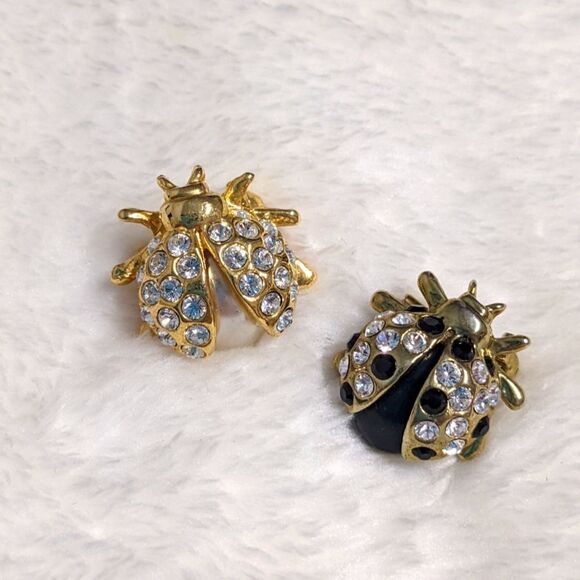 Vintage Petite Rhinestone/Goldtone Ladybug Brooches -Scatter Pins - Picture 8 of 16